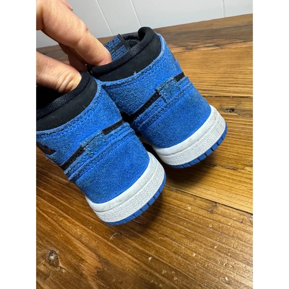 Nike Air Jordan 1 Mid‎ Toddler Royal Blue Black Suede High Top Sneakers Size 6C